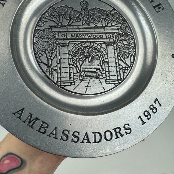 Vtg 87 Pewter Marywood College University Souvenir Collectible Plate Ambassadors - Picture 11 of 15